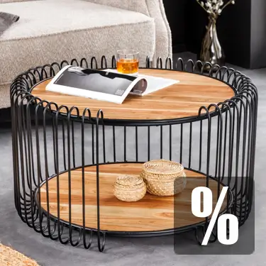 ELEMENT dohányzóasztal - fémből és fából készült asztal